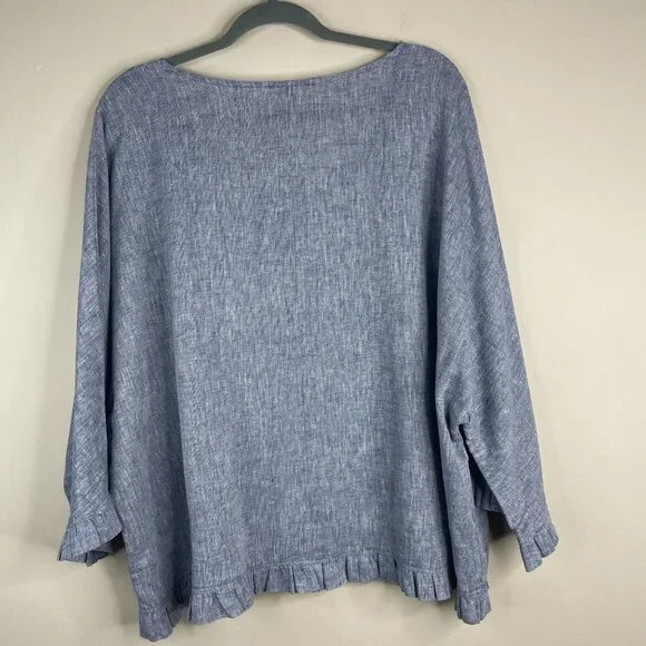 Cynthia Rowley Linen Blend Top Womens XLarge Pleated Coastal Beach Capsule Tunic - Picture 3 of 12